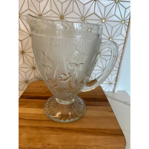 Vintage 1930s Jeannette Glass Iris and Herringbone‎ Pitcher | Depression Glass - Picture 2 of 7